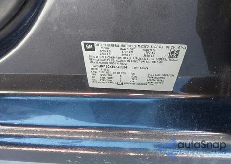 2014 Chevrolet Silverado 1500 Work Truck 1Wt from USA, damaged, VIN 3GCUKPECXEG342534